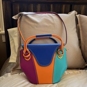 Multiple color Leather handbag